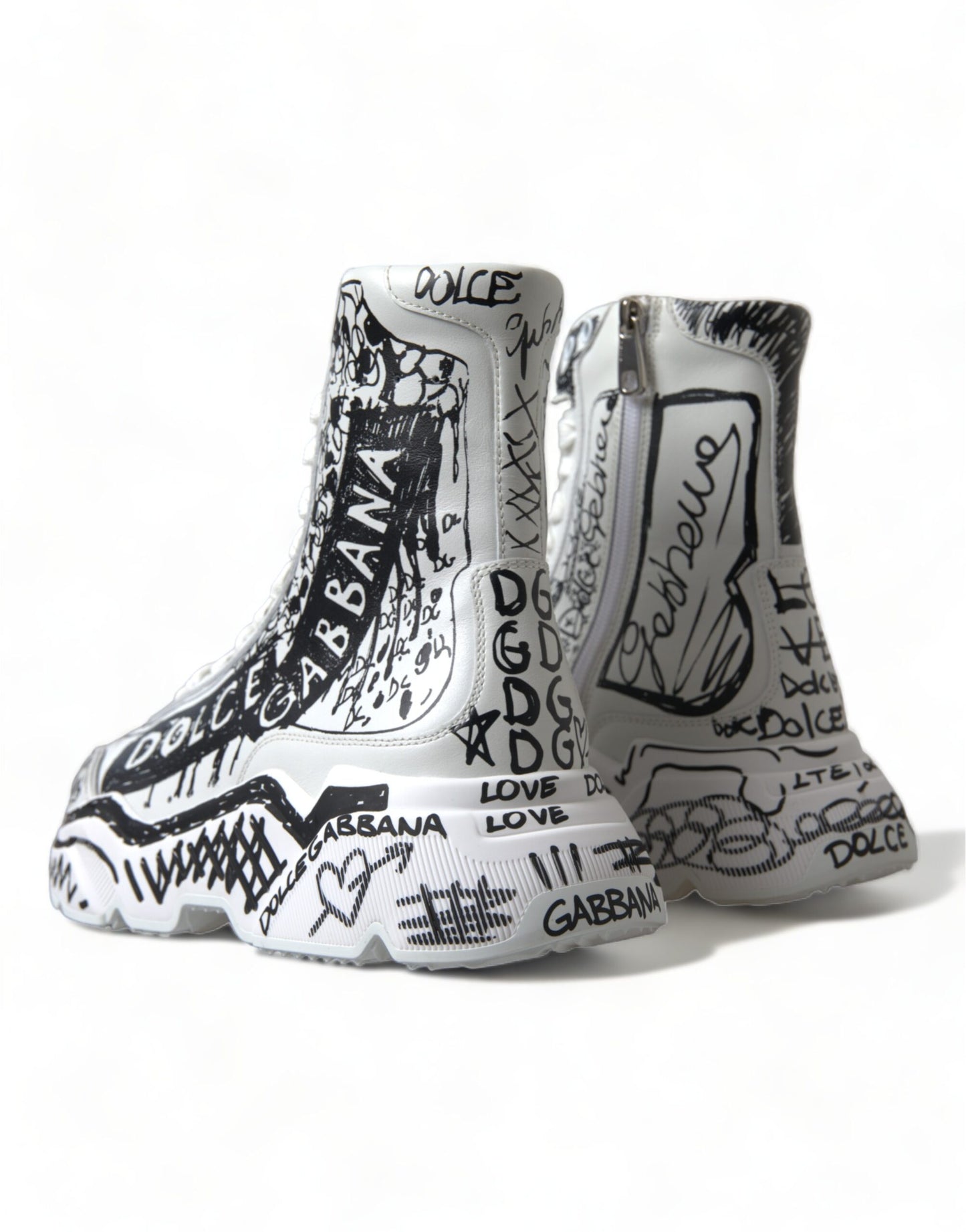 Dolce &amp; Gabbana Daymaster Graffiti Print Mid Top Sneakers