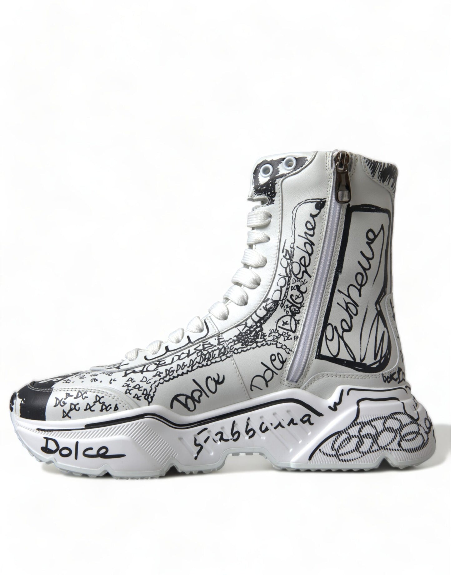 Dolce &amp; Gabbana Daymaster Graffiti Print Mid Top Sneakers