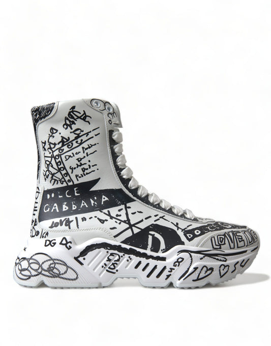 Dolce &amp; Gabbana Daymaster Graffiti Print Mid Top Sneakers