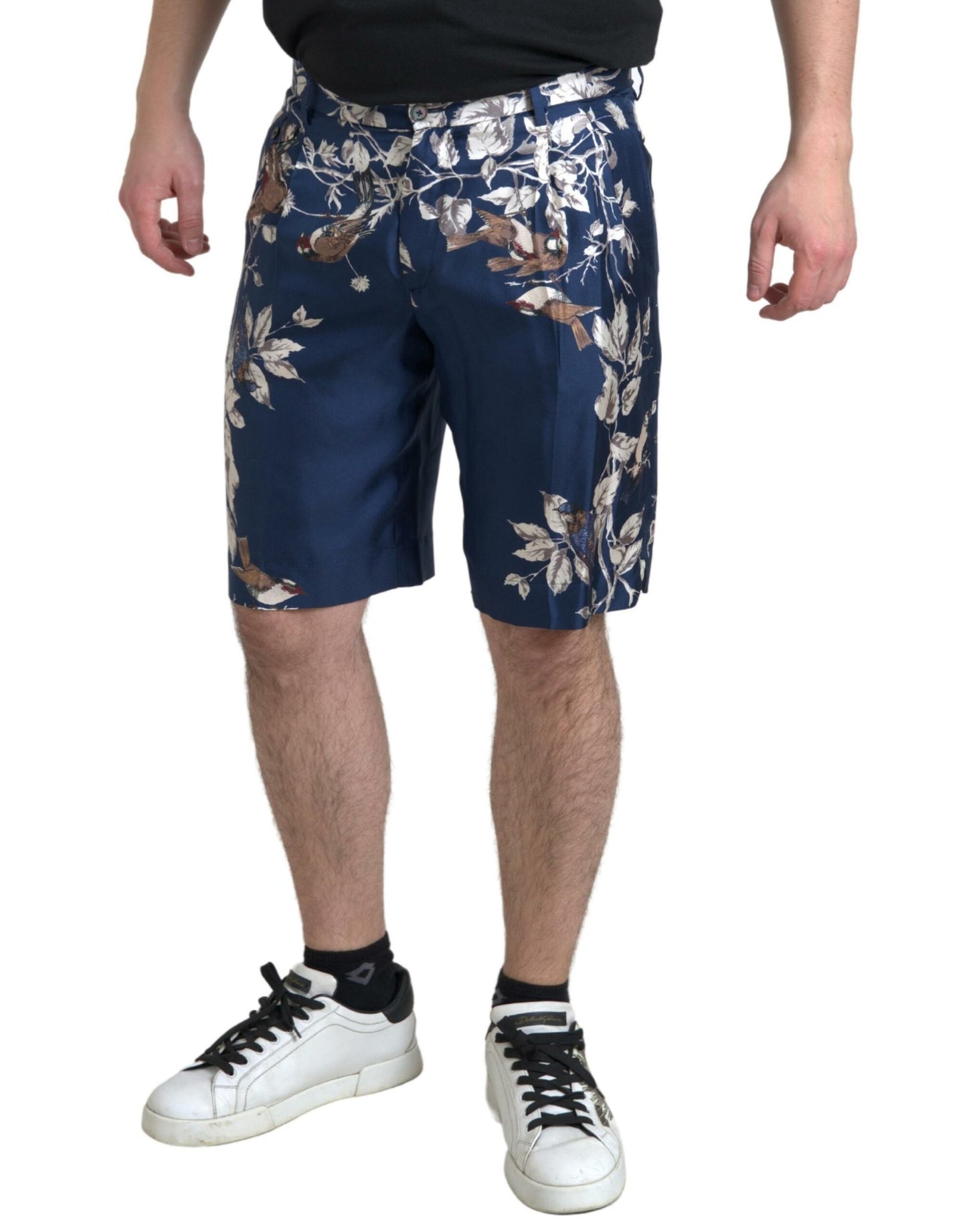 Dolce &amp; Gabbana silk floral Bermuda shorts in blue