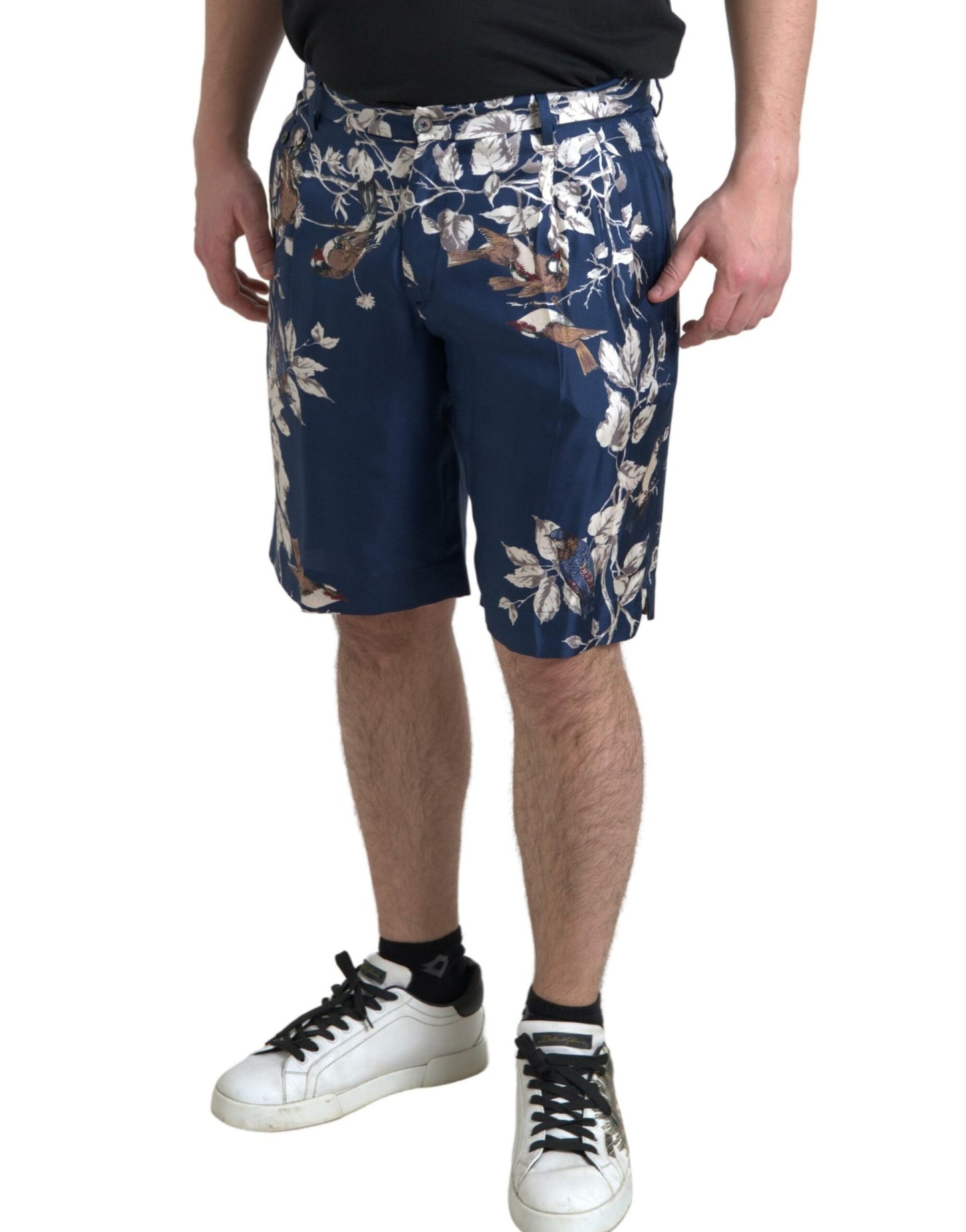 Dolce &amp; Gabbana silk floral Bermuda shorts in blue