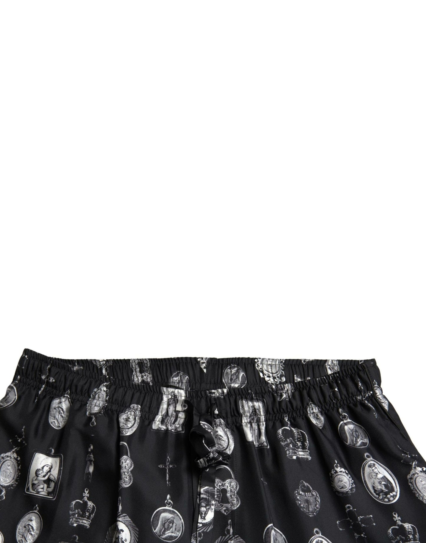 Dolce &amp; Gabbana Elegant silk sweatpants with religious print