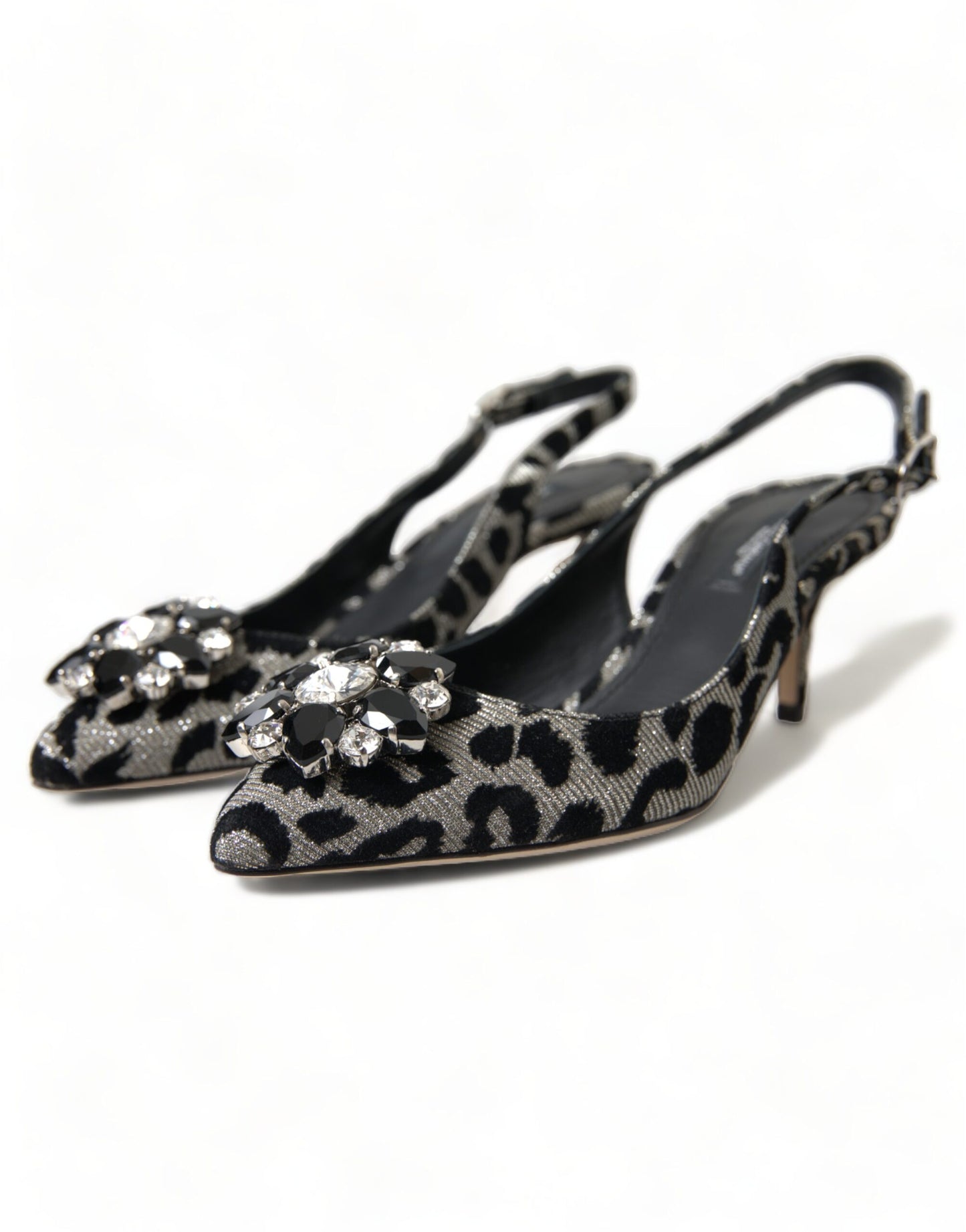 Dolce &amp; Gabbana Crystal Leopard Slingback Heels Pumps