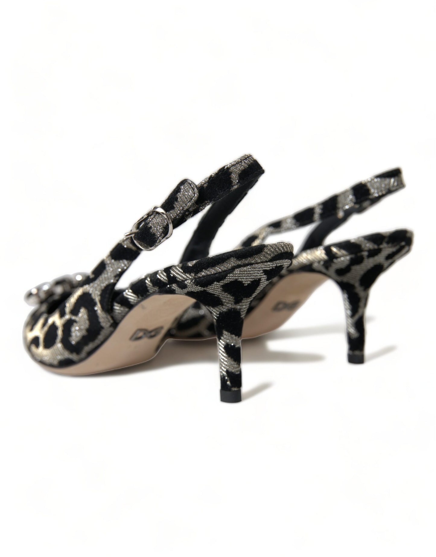 Dolce &amp; Gabbana Crystal Leopard Slingback Heels Pumps