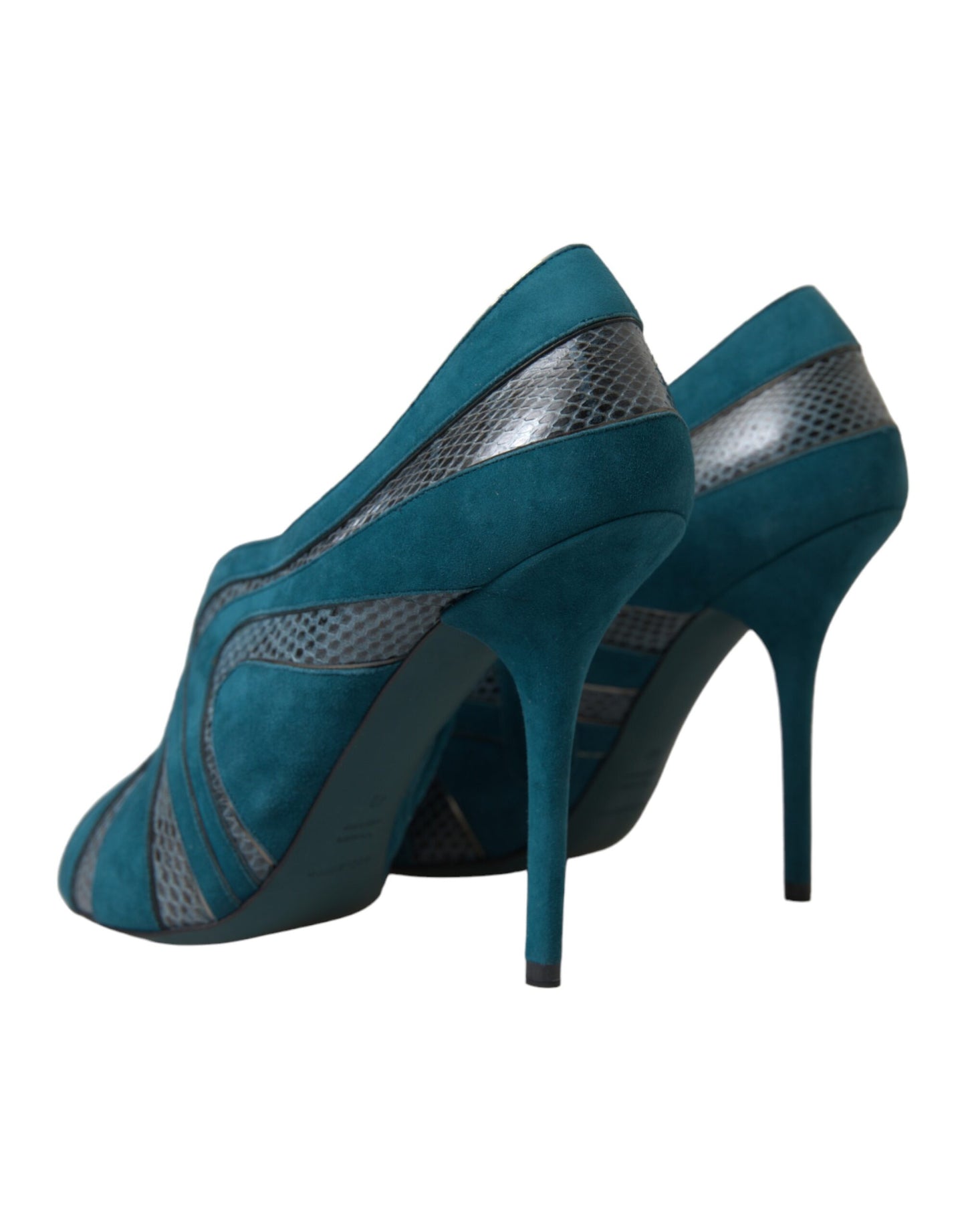 Dolce &amp; Gabbana Teal Suede Peep Toe Heels Pumps