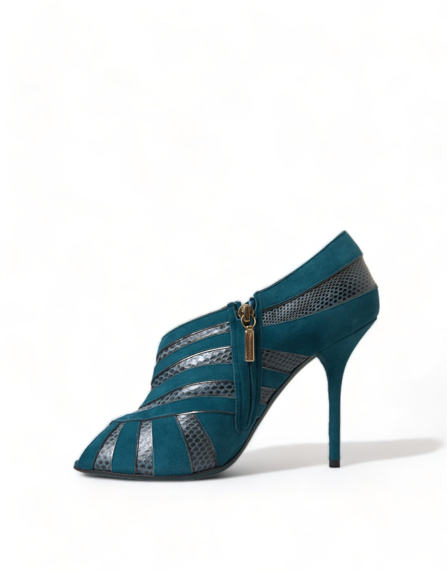 Dolce &amp; Gabbana Teal Suede Peep Toe Heels Pumps