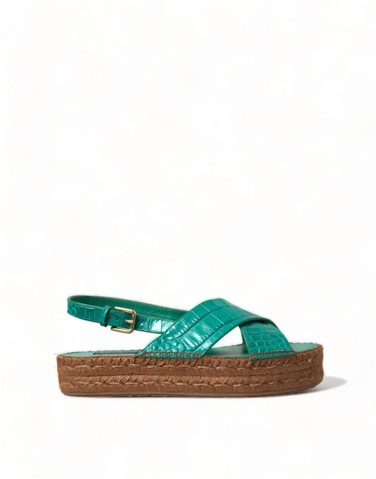 Dolce & Gabbana Elegante grüne Espadrille-Plateau-Sandalen