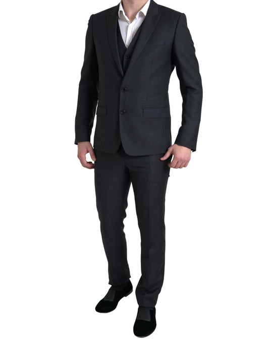 Dolce &amp; Gabbana Elegant Black Martini Slim Fit Suit 3-piece