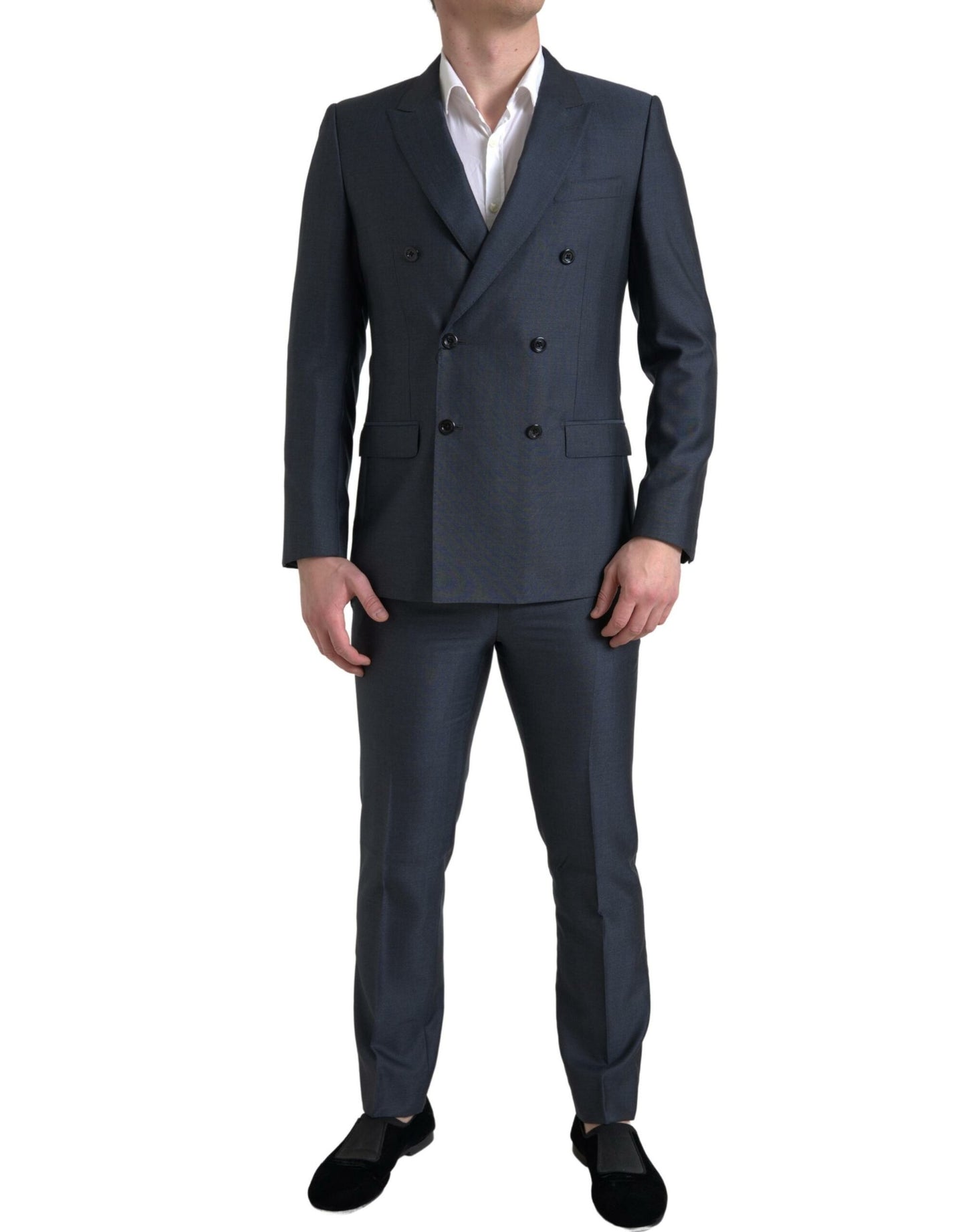 Dolce &amp; Gabbana Elegant Martini Suit in Blue Silk Blend