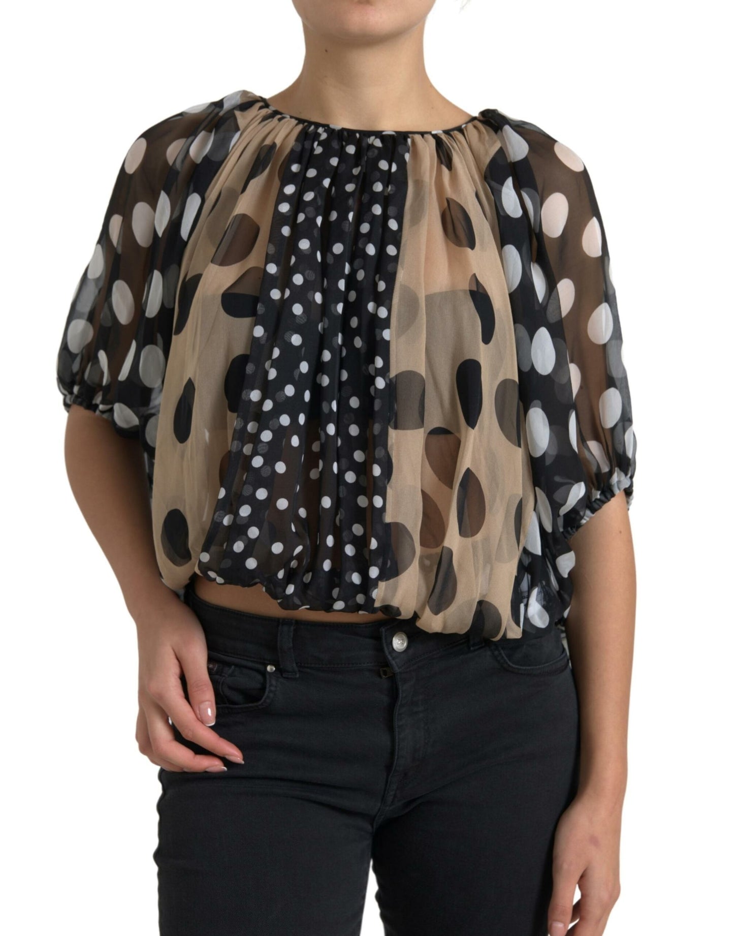 Dolce &amp; Gabbana Elegant Polka Dot Silk Blouse