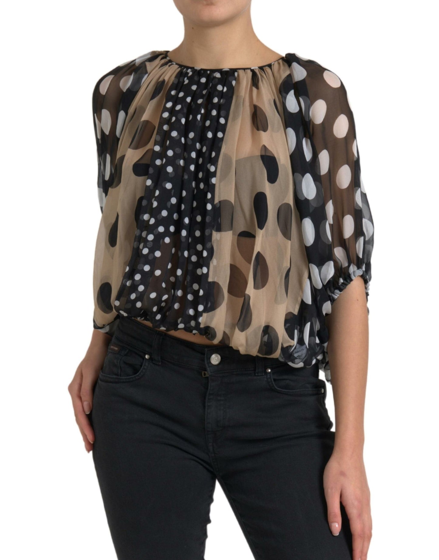 Dolce &amp; Gabbana Elegant Polka Dot Silk Blouse