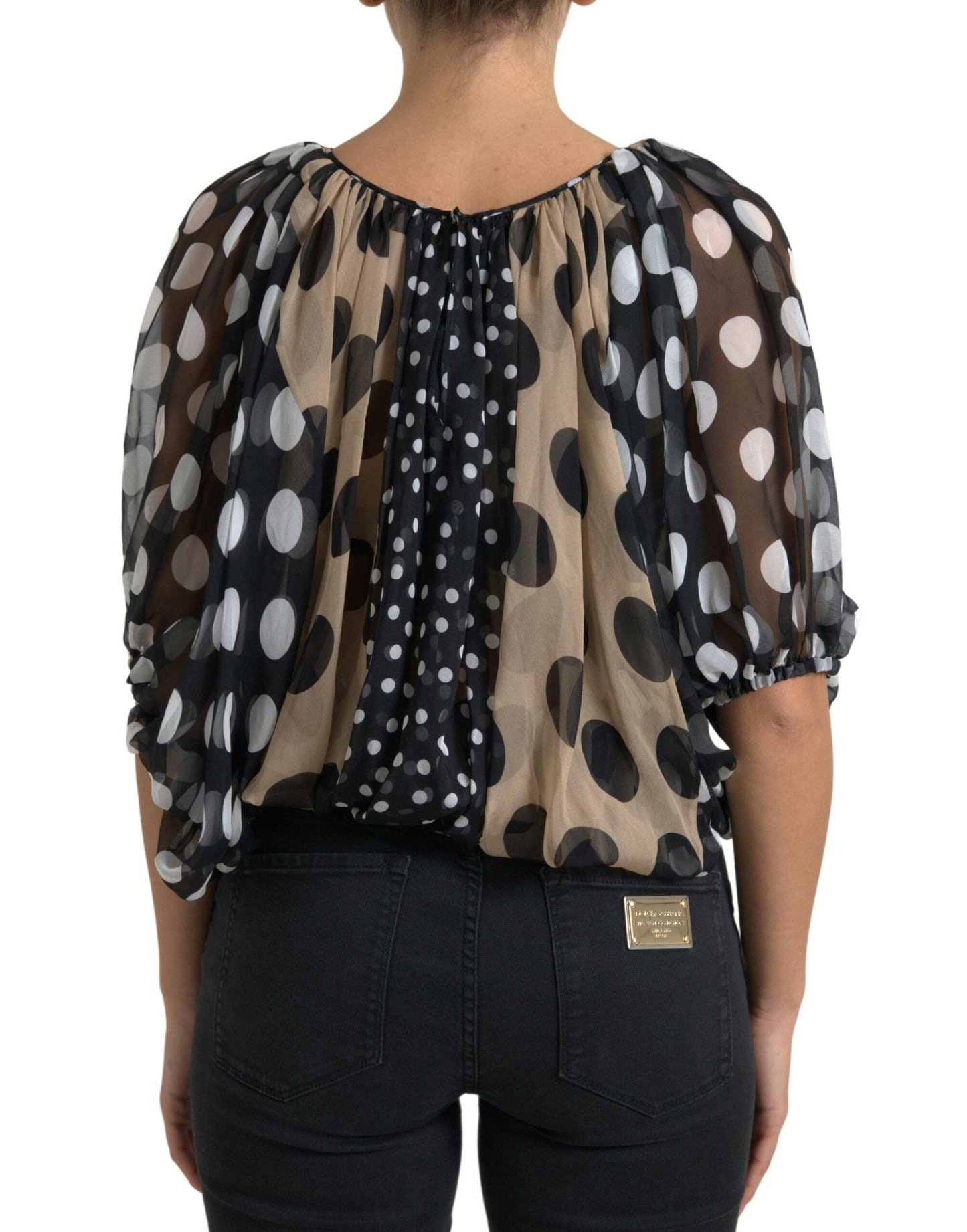 Dolce &amp; Gabbana Elegant Polka Dot Silk Blouse