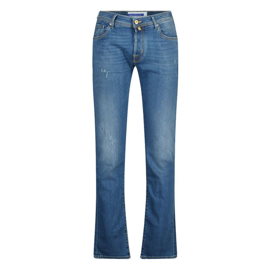 Jacob Cohen Schlanke blaue Designer-Jeans mit schmaler Passform