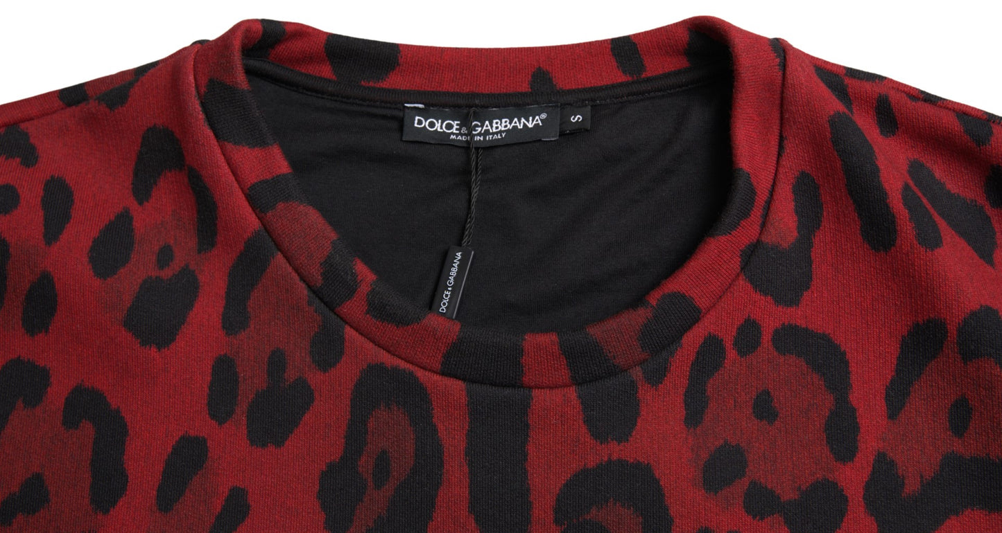 Dolce &amp; Gabbana Red Leopard Print Cotton Tank Top