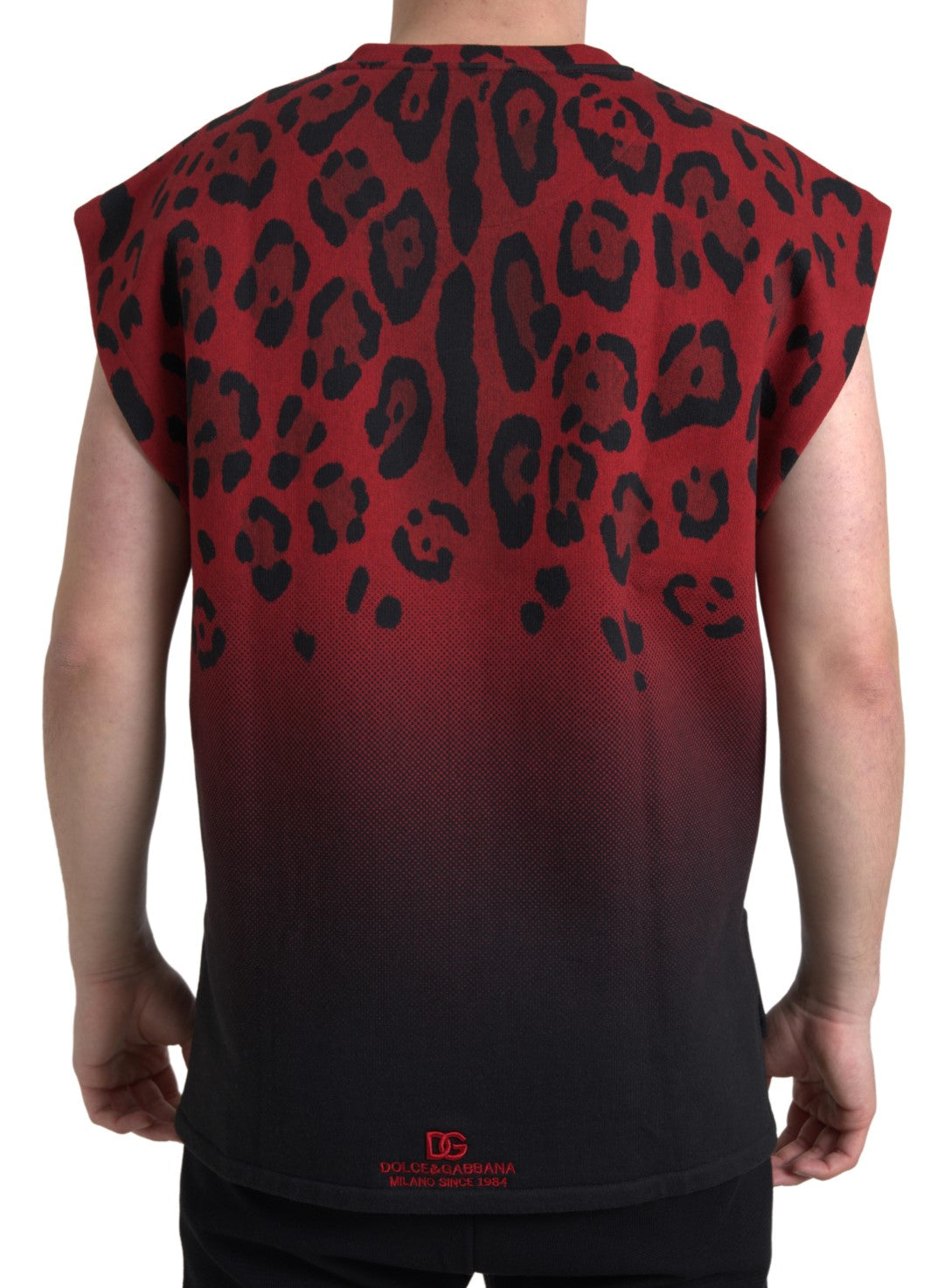 Dolce &amp; Gabbana Red Leopard Print Cotton Tank Top