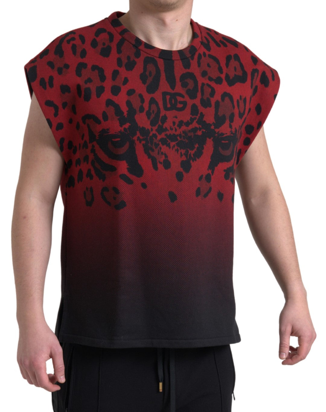 Dolce &amp; Gabbana Red Leopard Print Cotton Tank Top