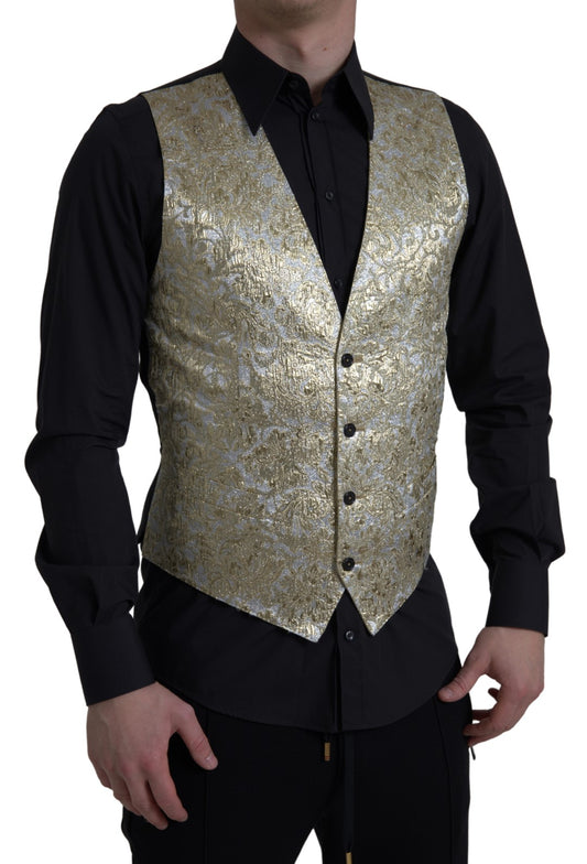 Dolce &amp; Gabbana Elegant Formal Gold Silk Vest