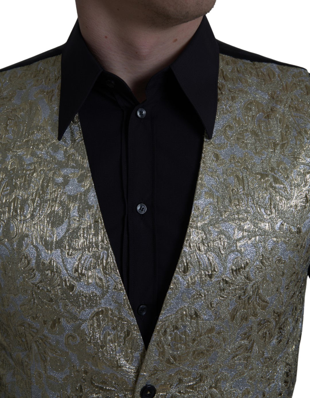 Dolce &amp; Gabbana Elegant Formal Gold Silk Vest