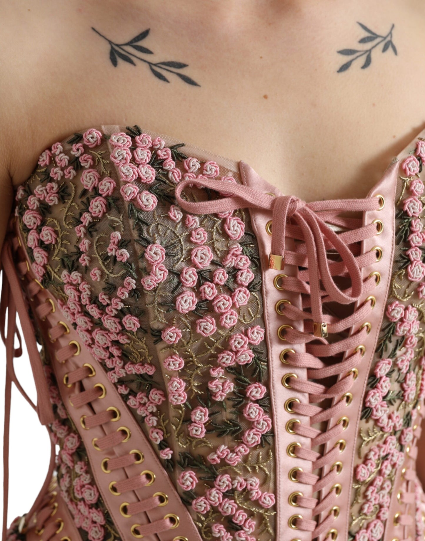 Dolce &amp; Gabbana Silk Nylon Bustier Corset Top in Pink