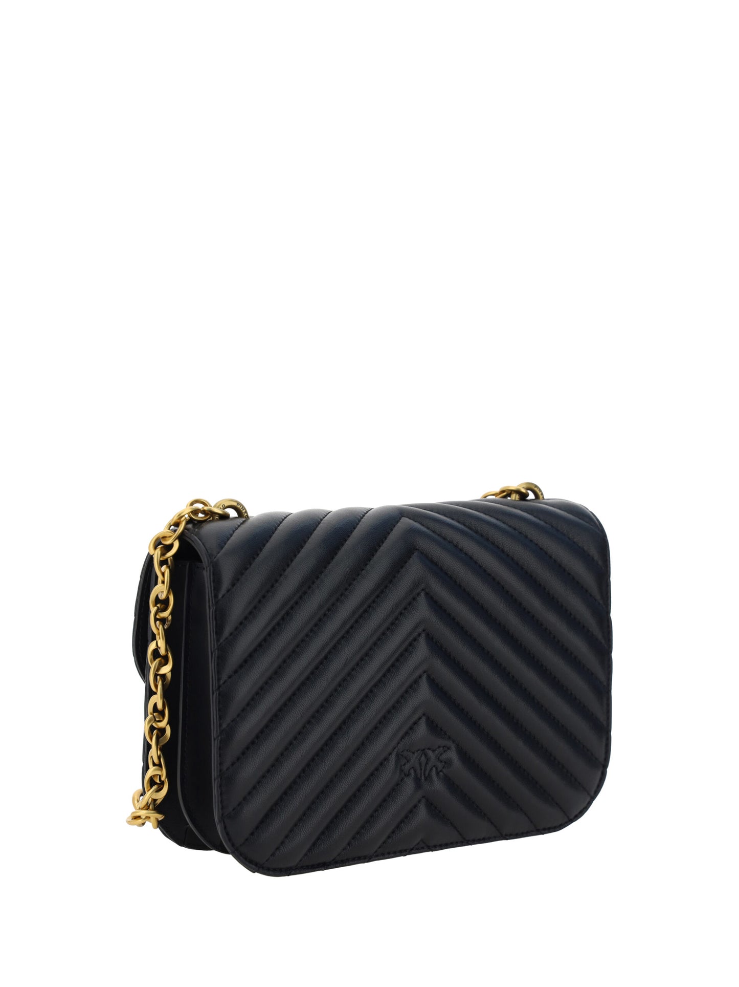 PINKO Elegant black quilted leather shoulder bag