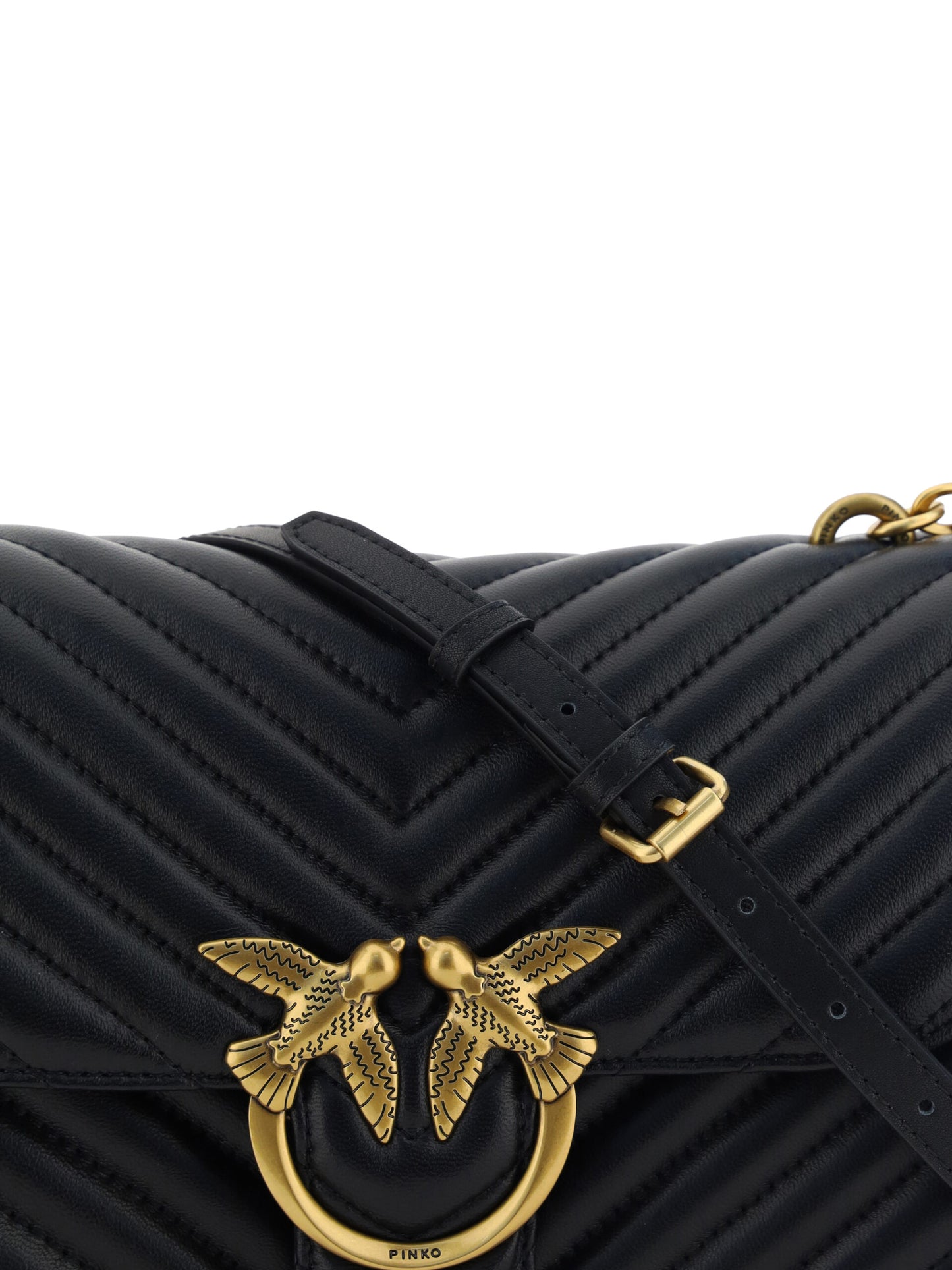 PINKO Elegant black quilted leather shoulder bag