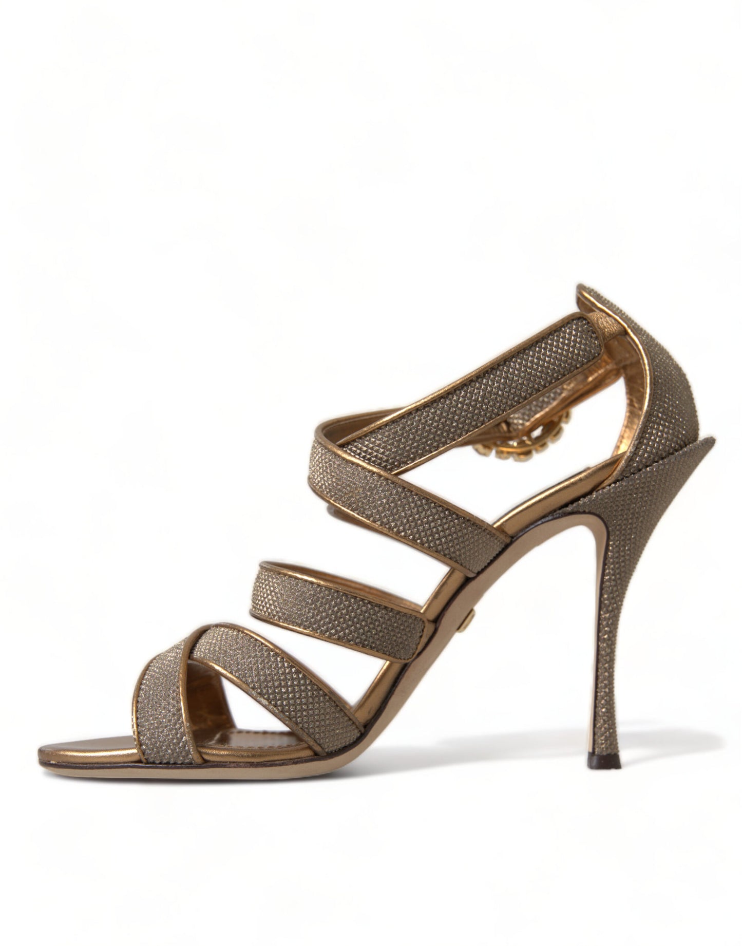 Dolce &amp; Gabbana Bronze Crystal Stiletto Heels Sandals