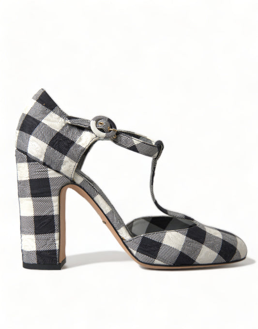 Dolce &amp; Gabbana Chic Gingham T-Strap Pumps: Timeless Mary Jane Heels