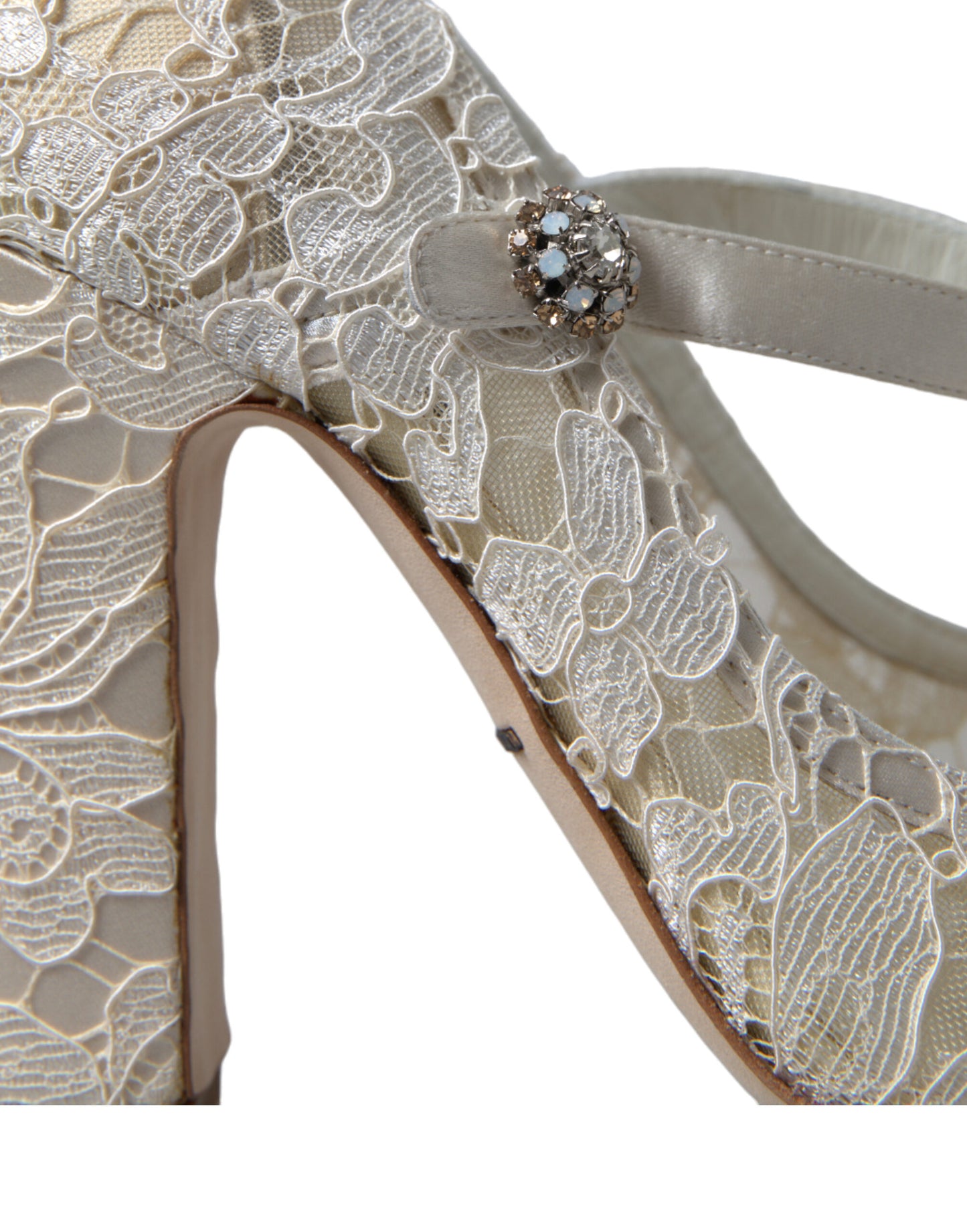 Dolce &amp; Gabbana Chic block heel sandals made of lace in cream-white