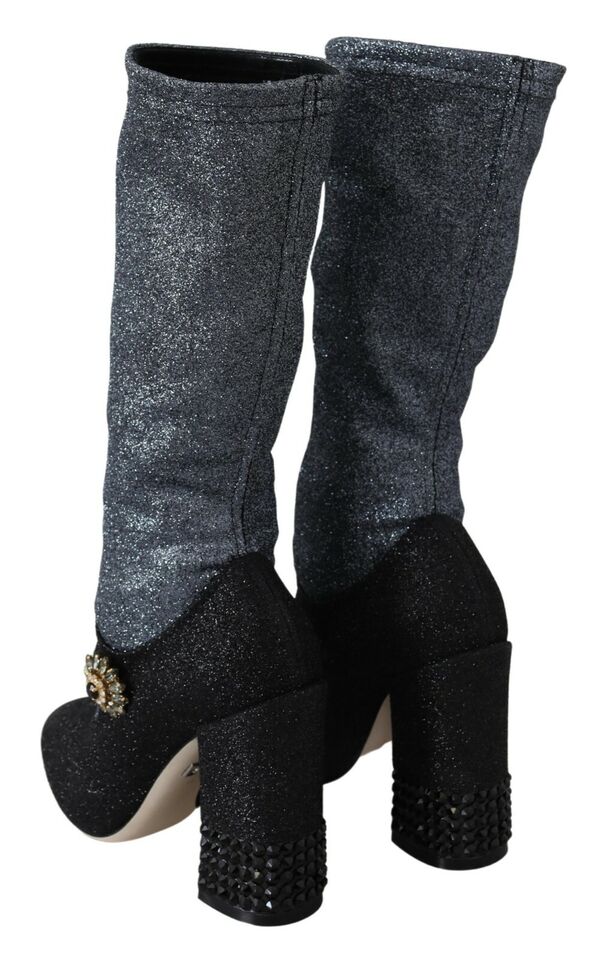 Dolce &amp; Gabbana Glamorous Booties with Crystal Embellishments