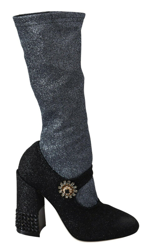 Dolce &amp; Gabbana Glamorous Booties with Crystal Embellishments