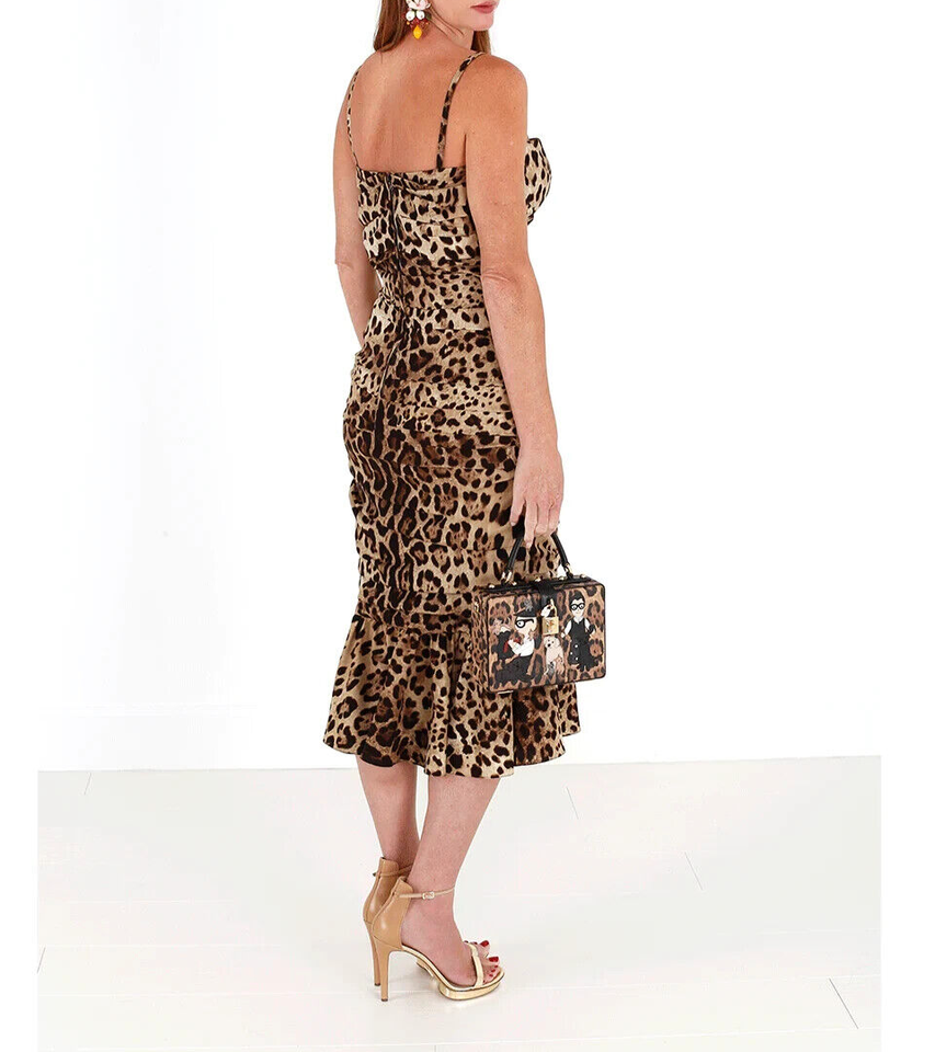 Dolce & Gabbana Elegantes Cady-Kleid mit Leopardenmuster