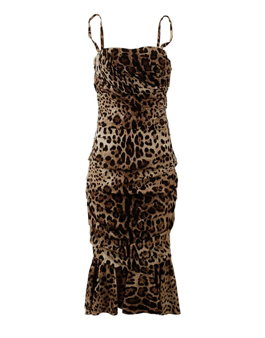 Dolce & Gabbana Elegantes Cady-Kleid mit Leopardenmuster