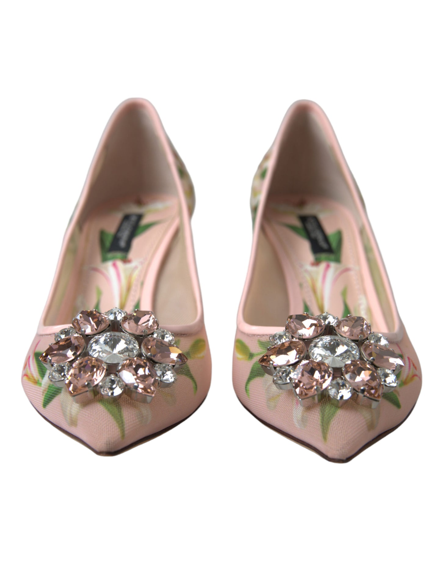 Dolce &amp; Gabbana Elegant Pink Floral Crystal Pumps