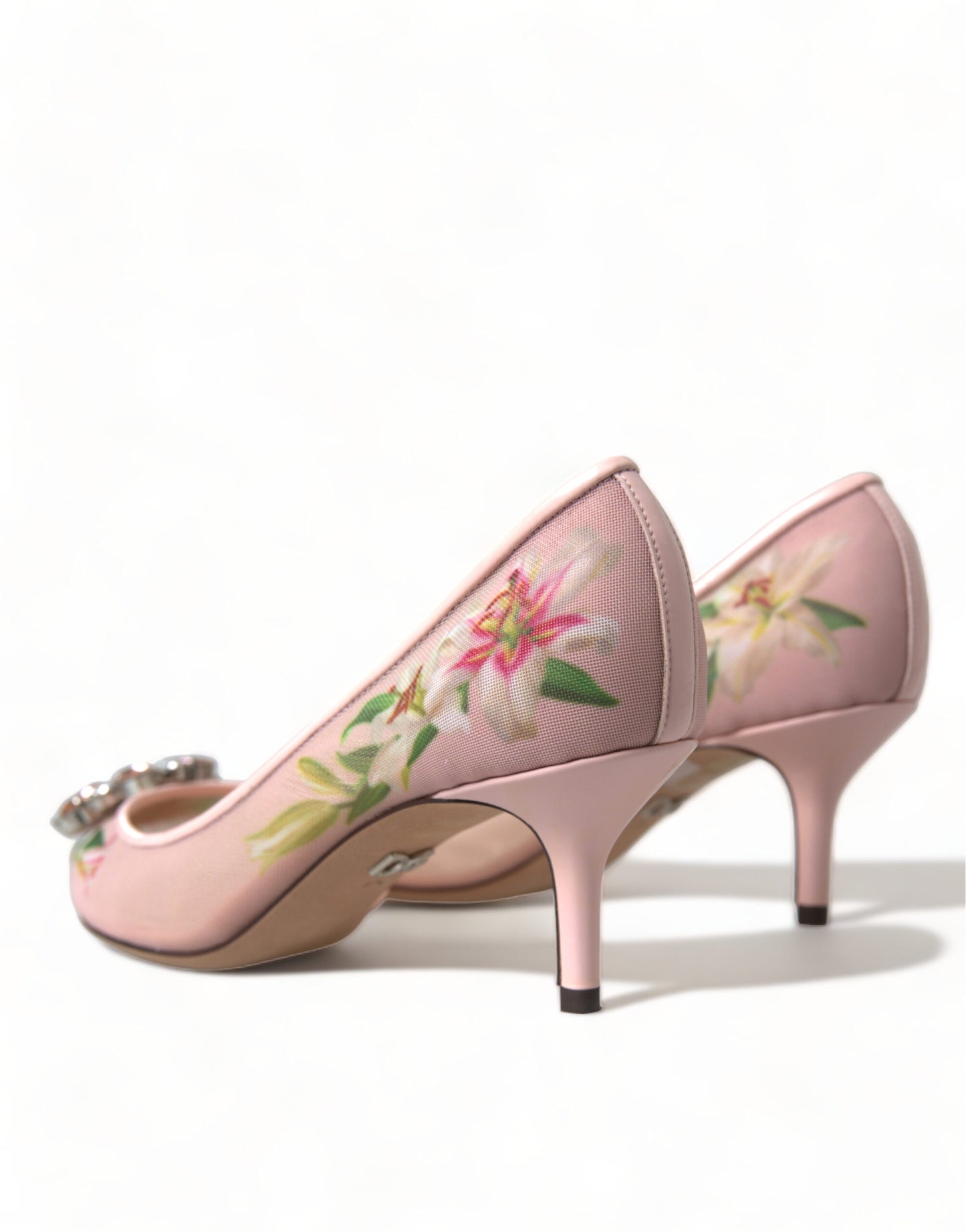 Dolce &amp; Gabbana Elegant Pink Floral Crystal Pumps