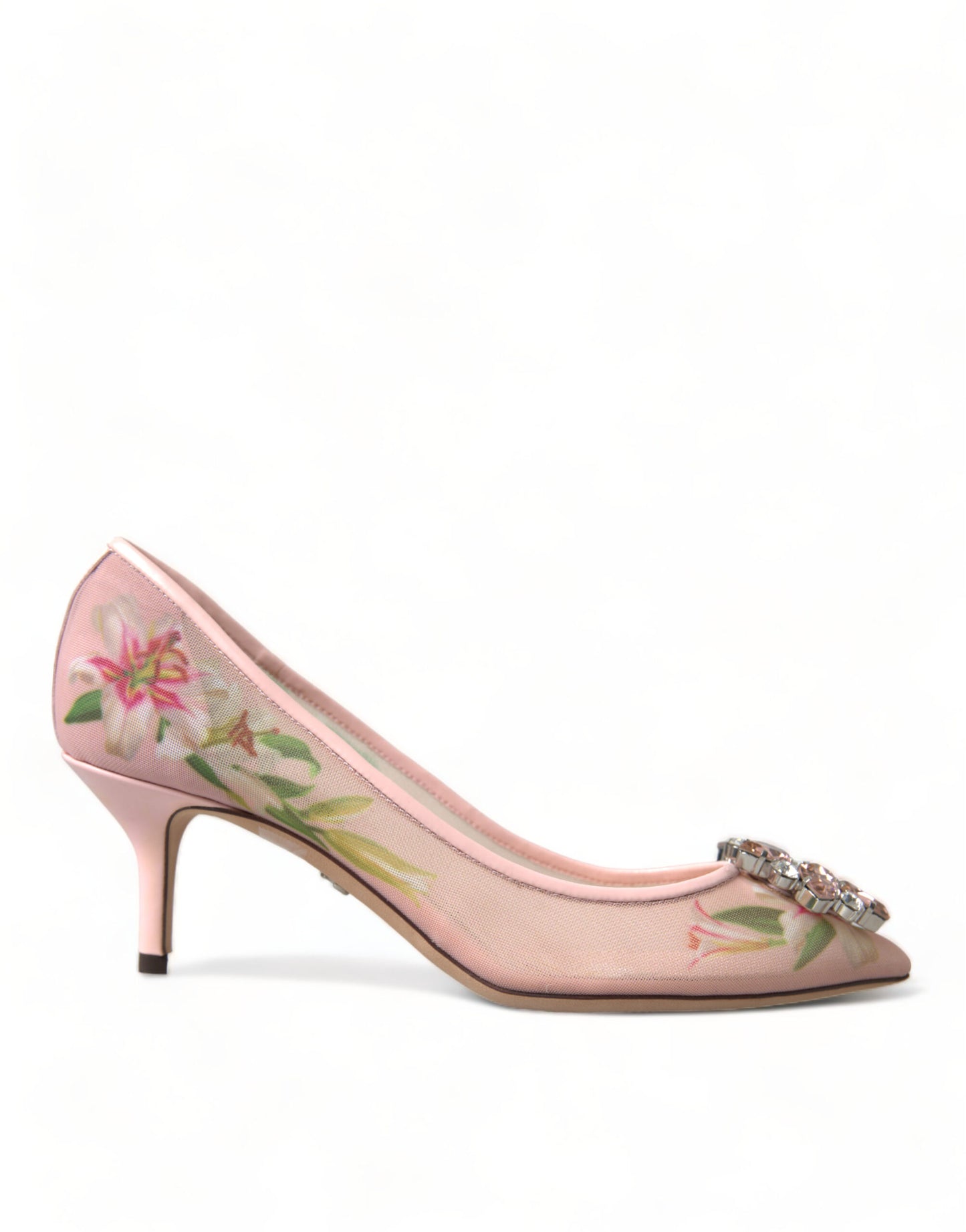 Dolce &amp; Gabbana Elegant Pink Floral Crystal Pumps