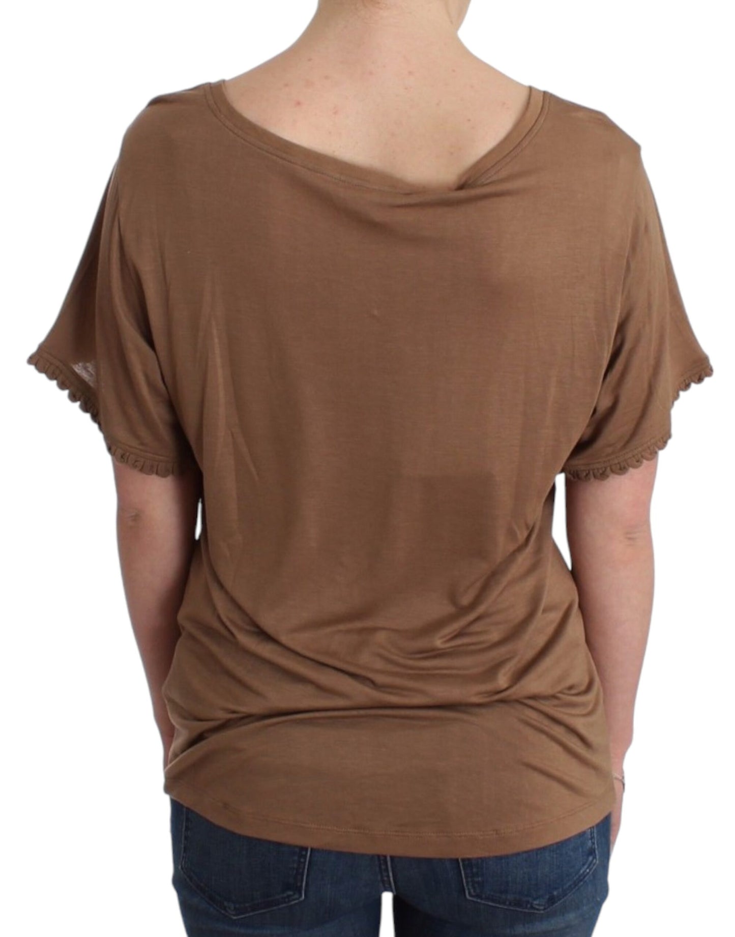 John Galliano Elegant short sleeve brown rayon top