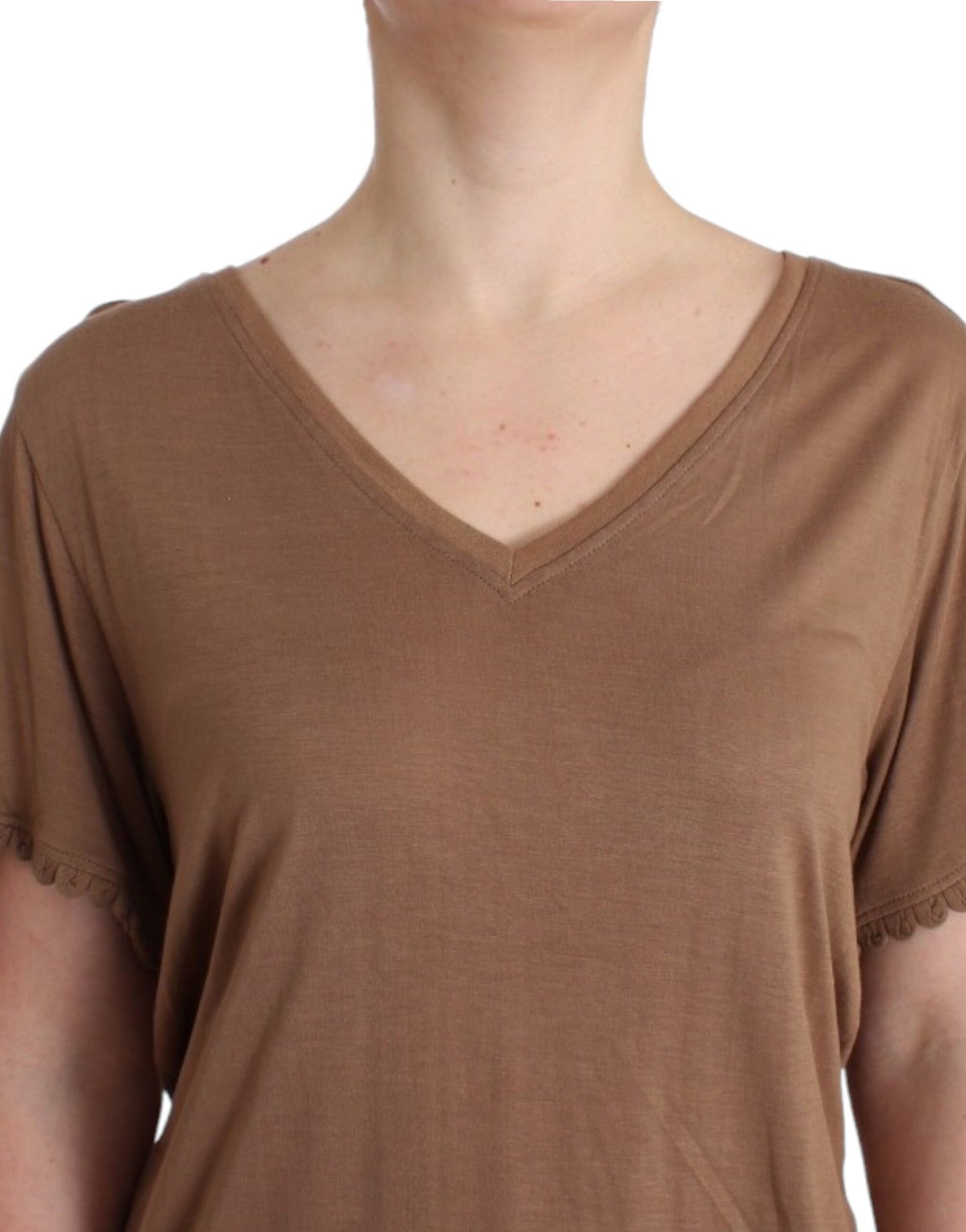 John Galliano Elegant short sleeve brown rayon top