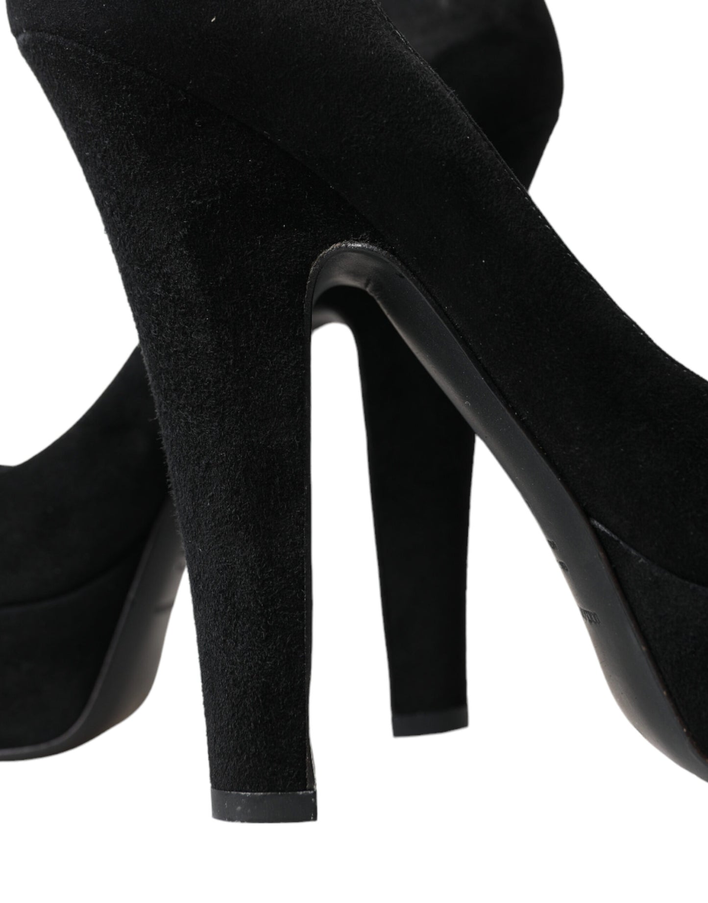 Dolce &amp; Gabbana Black Suede Pumps with Heel Sophistication