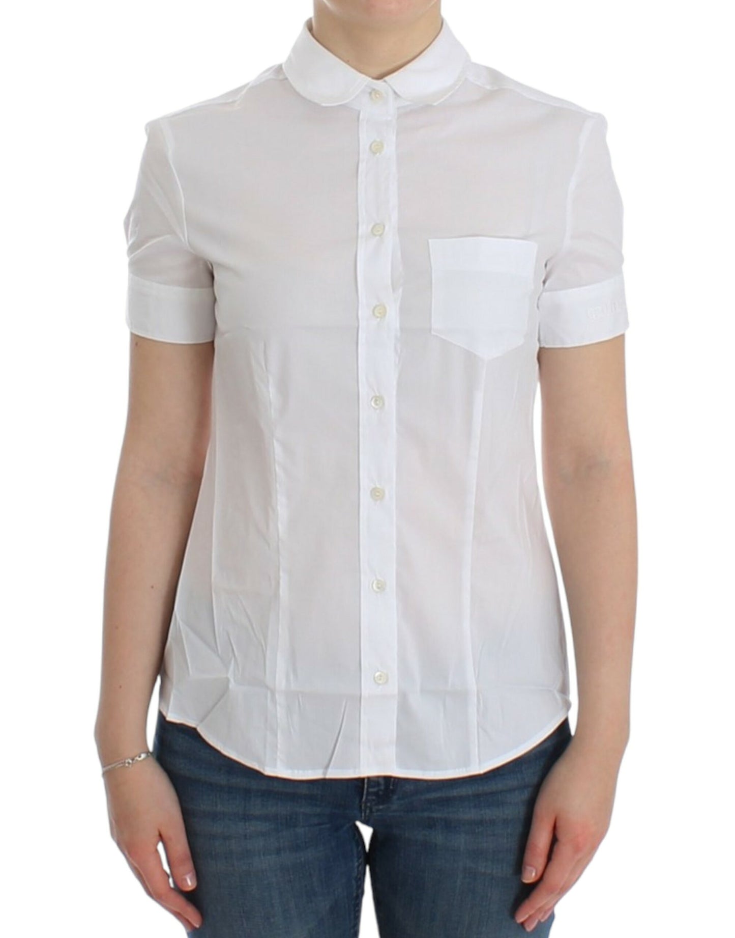 John Galliano Chic white cotton blend blouse with short sleeves