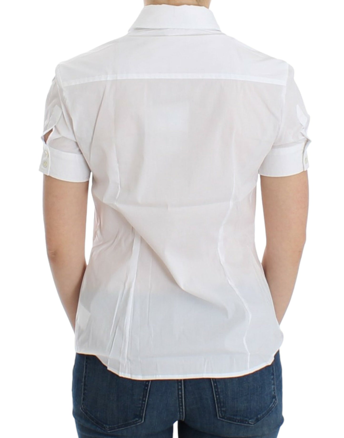 John Galliano Chic white cotton blend blouse with short sleeves