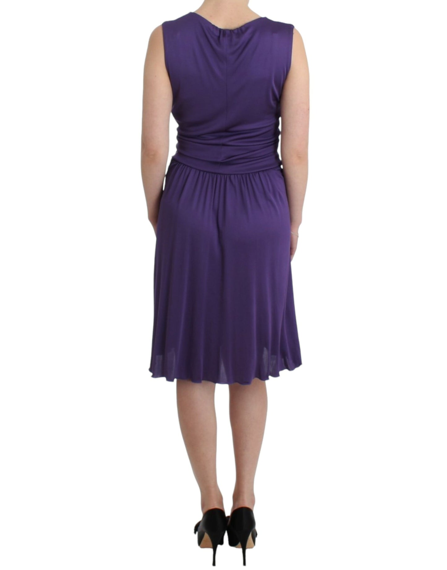 John Galliano Elegant knee-length jersey dress in purple