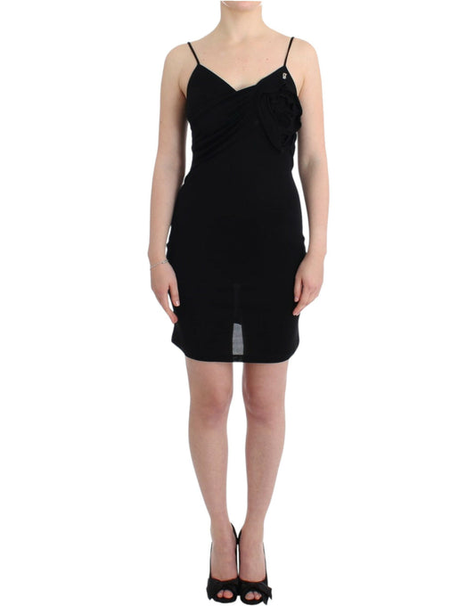 John Galliano Elegant knee-length dress in black jersey