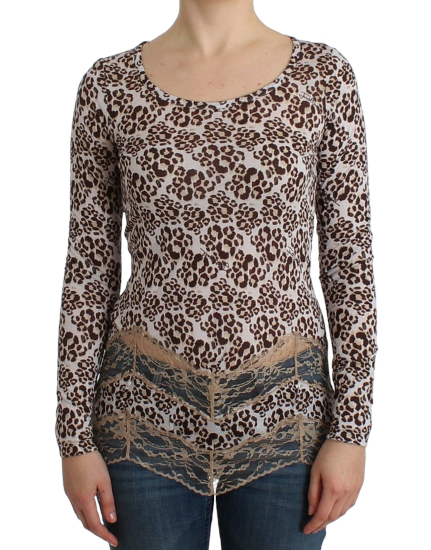 Cavalli Elegant long-sleeved top made of floral lace