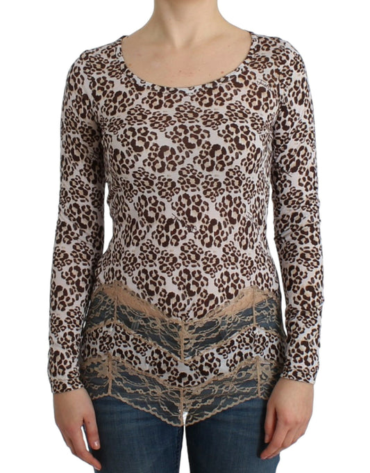 Cavalli Elegant long-sleeved top made of floral lace