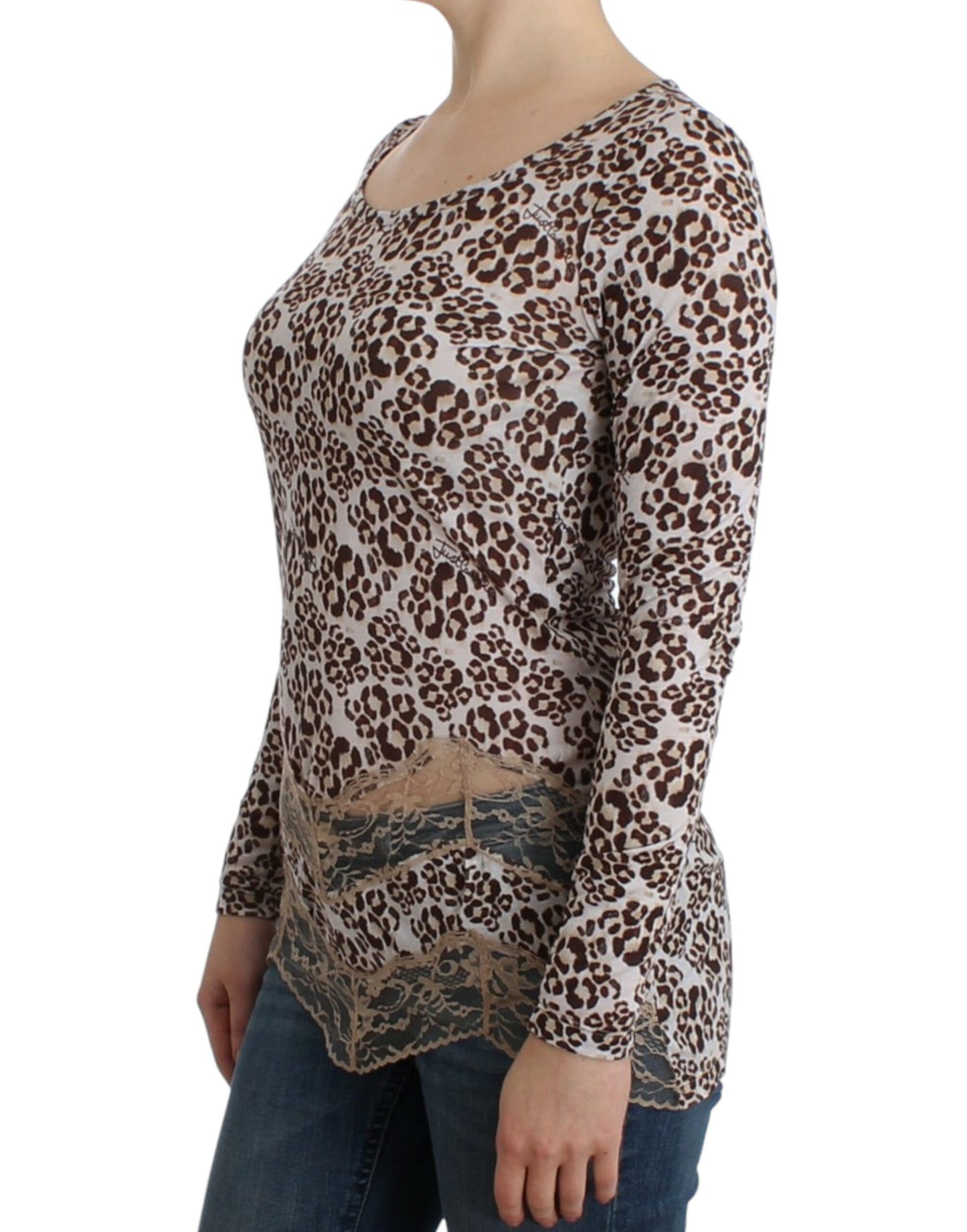 Cavalli Elegant long-sleeved top made of floral lace