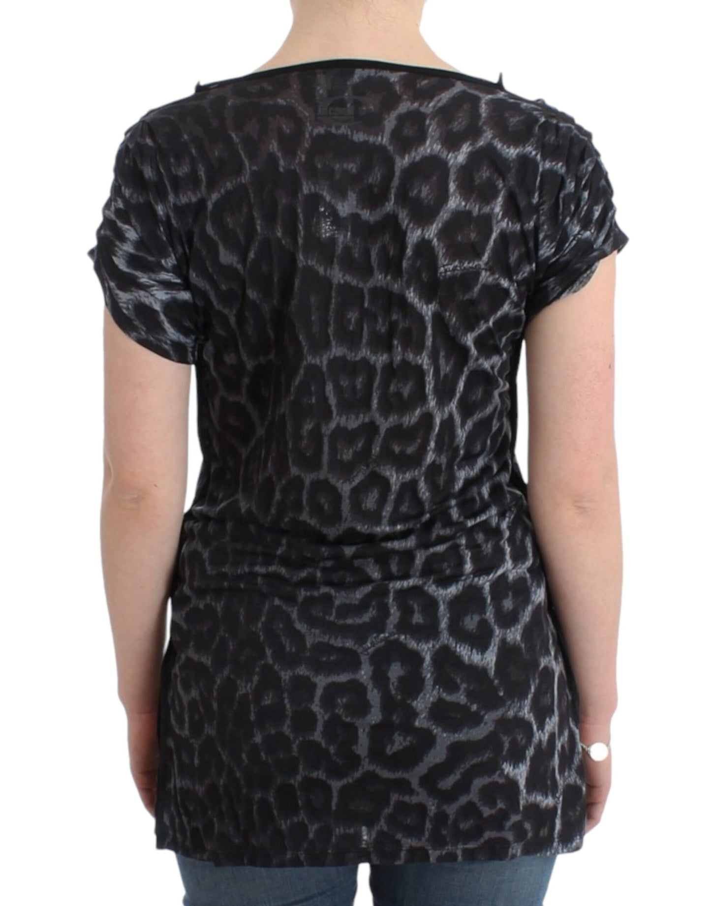 Cavalli Puffy Leopard Modal V-Neck Top