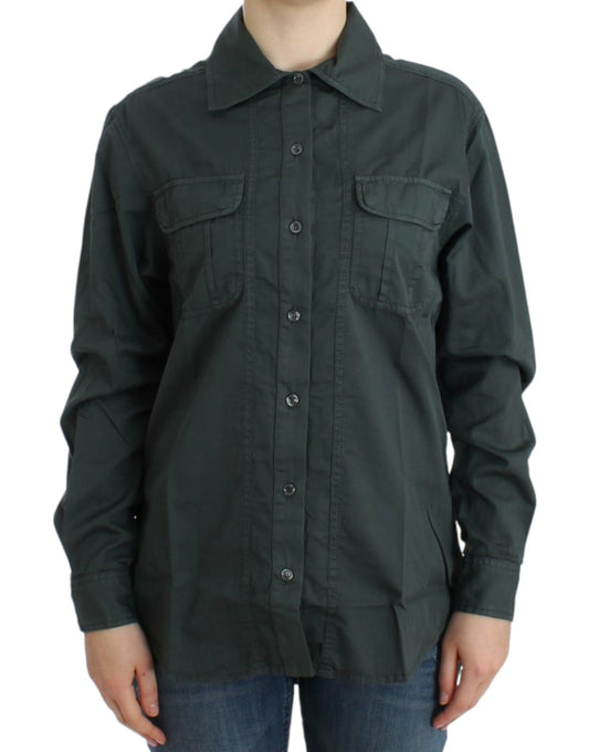 Cavalli Elegant grey cotton shirt with button placket