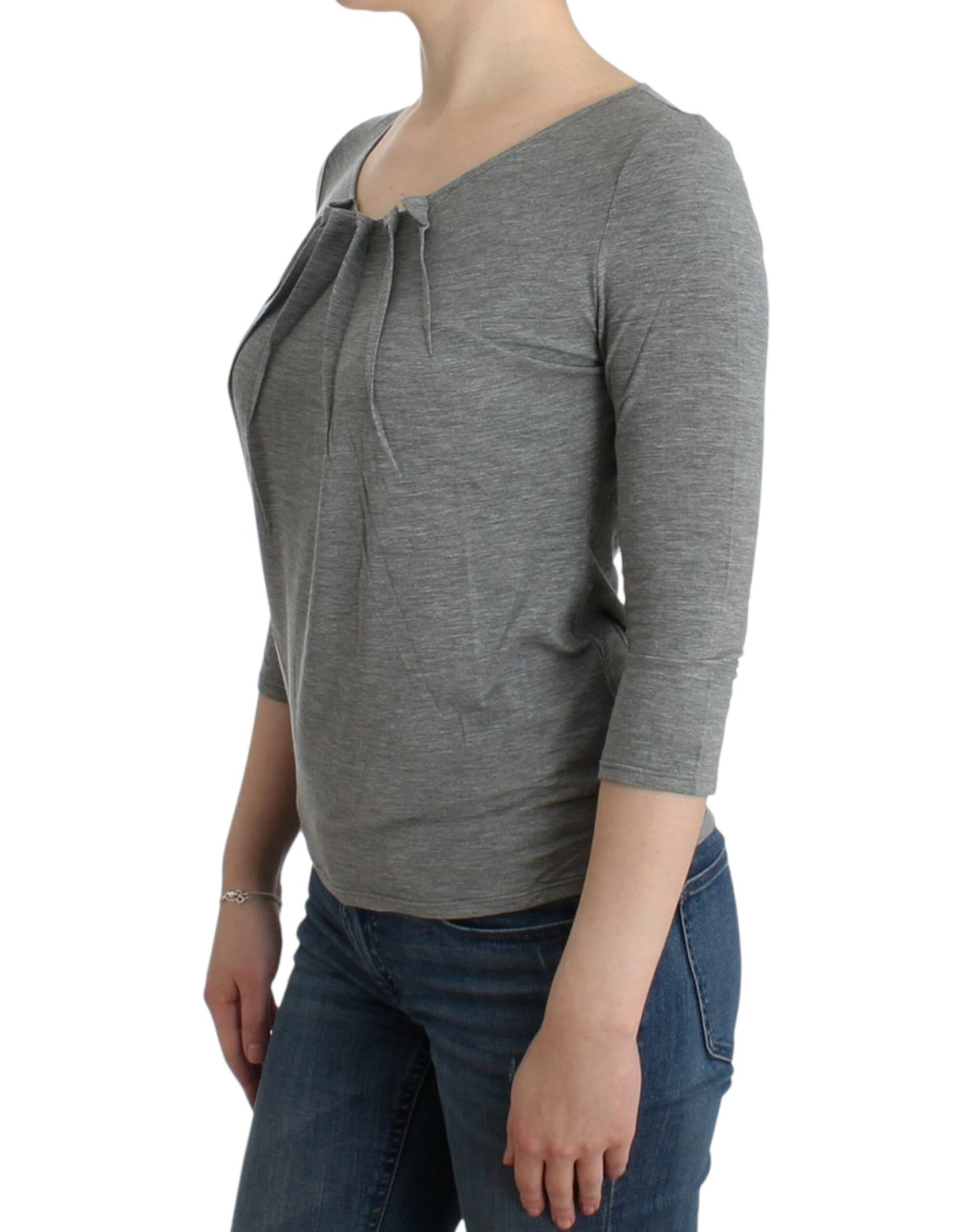 Cavalli Elegant grey cashmere blend sweater