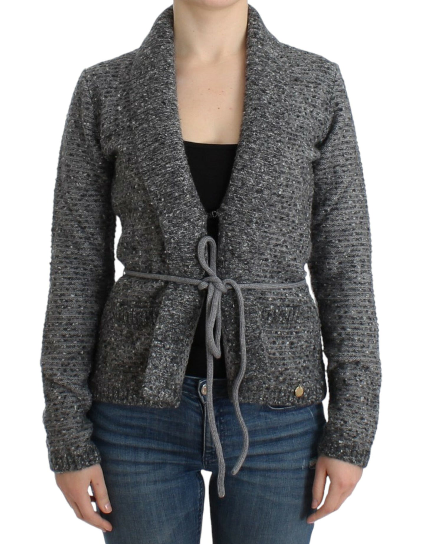 Cavalli Elegante graue Strickjacke aus Wollmischung