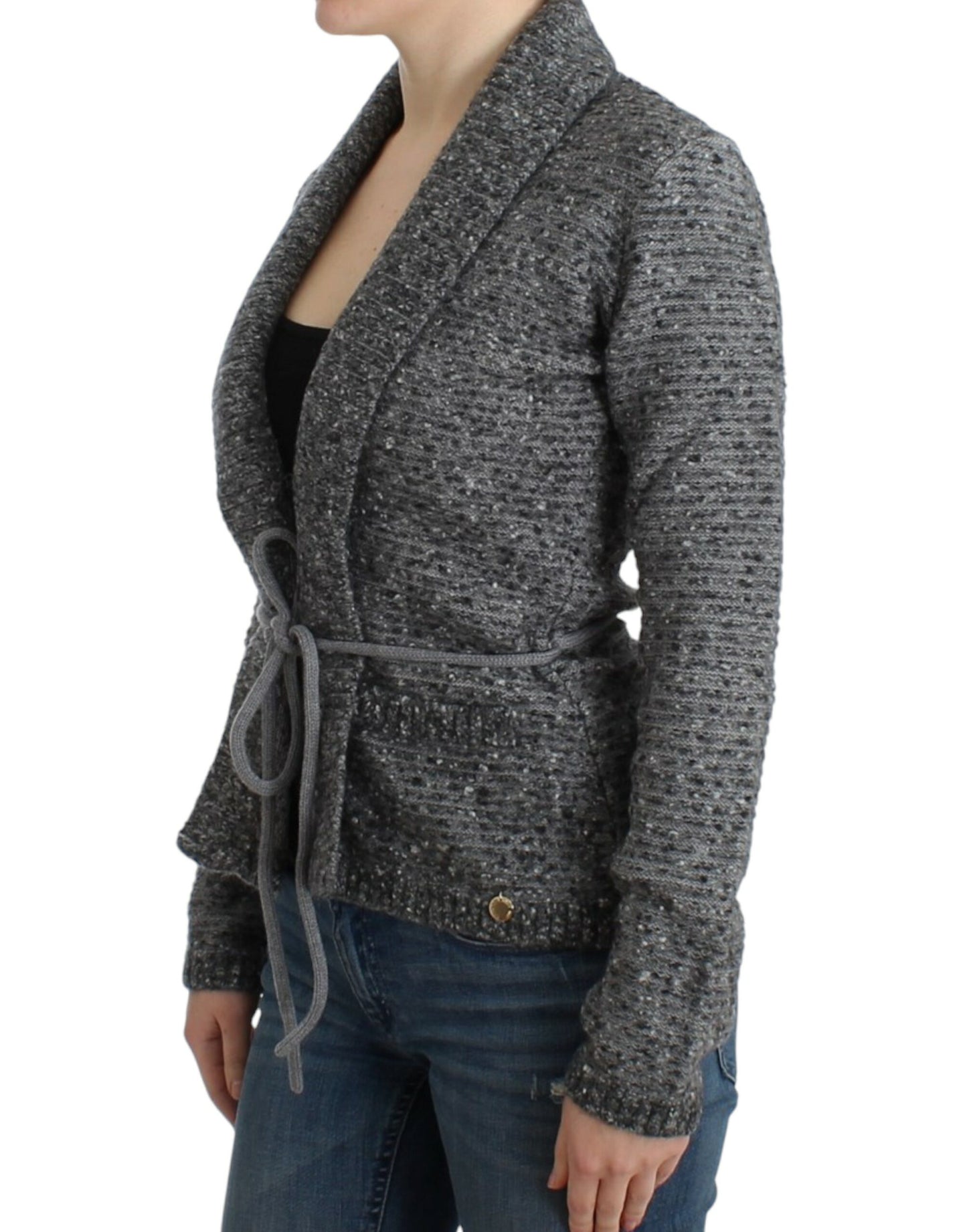 Cavalli Elegante graue Strickjacke aus Wollmischung